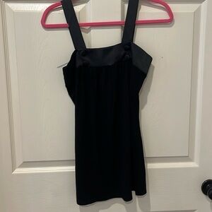 Arden B Black Square-Neck Tank with Wide Straps and Button Trim
